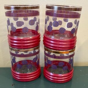 Vintage MCM 1950s Sakura Sue Zipkin Cocktail Glasses -Set of 4.